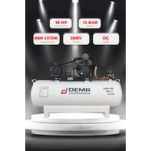 Demr Kompresör Pistonlu 500 LT 3 Kafa 12 Bar 10 HP IDMK390 Hava Kompresörü