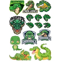 Timsah Sticker Set-4 13 Parça Telefon, Tablet, Defter, Laptop Sticker