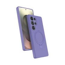 Newface Samsung Uyumlu Galaxy S24 Ultra Regal Magsafe Standlı Kapak - Lila Arka Kapak