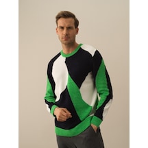 Xint Yeşil Regular Fit Bisiklet Yaka Kazak 801755