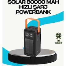 80000 Mah Güneş Enerjili Powerbank 4 Kablolu Type C Lightning Micro Usb - Sarı
