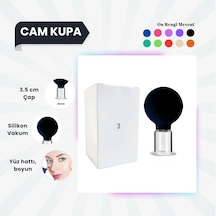 Silikon Vakumlu Cam Yüz Masaj Kupası No:3 Siyah Çok Renkli