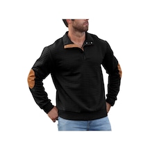 Yeni İlkbahar Ve Sonbahar Rahat Erkek Kadife Ceket Standı Yaka Uzun Kollu Ceket Açık Hava Rahat Kazak Siyah