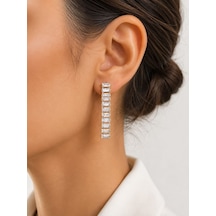 Cm Jewelry Su Yolu Zirkon Taşlı Gold Çelik Küpe Altın