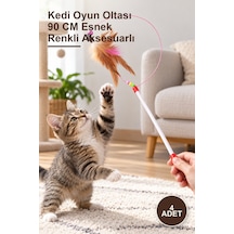 4 Adet Kedi Oyun Oltası 90 Cm Esnek Renkli Aksesuarlı