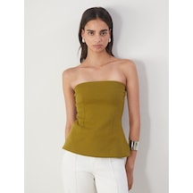 Lcw Vision Haki Straplez Yaka Peplum Bluz