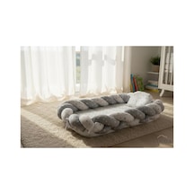 Linoababy Yıldız Örgü Babynest Bebek Yatağı Anne Yanı Yatağı - Gri