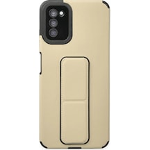 Newface - 993 - Samsung Galaxy Uyumlu A03s Kılıf Mega Standlı Silikon - Aconcept - - Gold