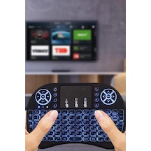 Thentech Bluetooth Akıllı Tv Android Uyumlu Mini Klavye Touchpad İle Mouse İşlevi Mini Kablosuz Klavye Siyah