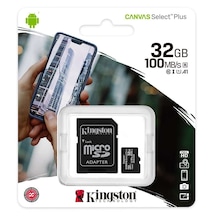 Kingston Canvas Select Plus SDCS2/32GB 32 GB MicroSDHC Class 10 UHS-I Hafıza Kartı + Adaptör
