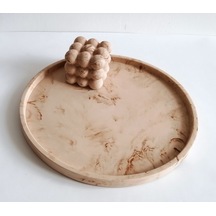 Marble Mermer Desenli Dekoratif Beton Büyük Boy Organizer Tepsi Gri