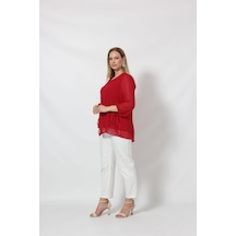 Moda Berray 3243-1 Kırmızı Kol Ucu Bağlama Detaylı Bluz 001