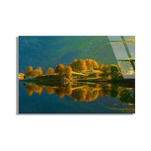 Yeşil Göl Adası - Cam Tablo - Deg1294 90 X 60 Cm