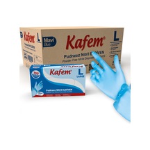 Kafem Mavi Nitril Eldiven Pudrasız (L) 100 Lü X 20 Paket (Koli)