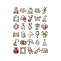 30 Adet Vintage Romantik Antika Obje Sticker Seti - Defter Ajanda Scrapbook İçin Çok Renkli