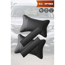 Kia Optima Uyumlu Deri Yastık Set Siyah Deri Kemer Koruyucu Lüks