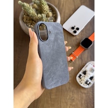 Apple iPhone 16 Uyumlu Kadife Yüzeyli Magsafe Uyumlu Premium Kılıf Soocase691 Koyu Mavi