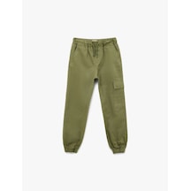Koton Pamuklu Beli Bağcıklı Kargo Cepli Jogger Pantolon Haki 6skb40019tw Haki