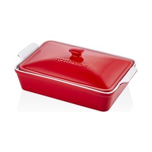 Rossallını Lıfe Büyük Dikdörtgen Kapaklı Kırmızı Fırın Kabı 38x23x8,5 Cm Kırmızı