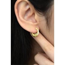 925 Ayar Gümüş Altın Kaplama Sonsuzluk Desenli Halka Kadın Küpe