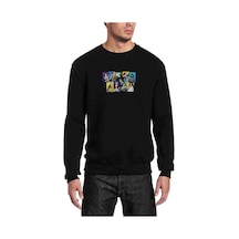 Kpop Aesthetic Shinee Baskılı Siyah Erkek Örme Sweatshirt