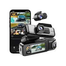 Ses Kontrolü,3 Kanallı 3,18 İnç Dokunmatik Ekran, 2160p + 1080p + 1080p Ön Ve Arka İç Döngü Kaydı, 5,8 Ghz Wifi, Gps, Gece Görüşü, Wdr, Modu İle 4k Araç Kamerası 128 Gb Hafıza Kartlı
