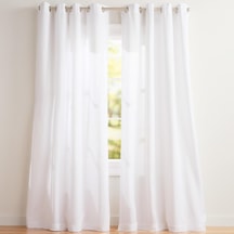 Özel Grommet Top Keten Pencere Perdeleri, Polyester, Kış-beyaz, 96 İnç Uzunluk