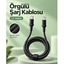 Mey İthalat Type C To Type C Led Işıklı Şarj Kablosu 1,2 Metre -