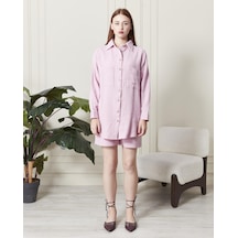 Soft Koton Kumaş Şort Gömlek Takım-3300-pembe Pembe Soft Koton Kumaş Şort Gömlek Takım-3300-pembe Pembe