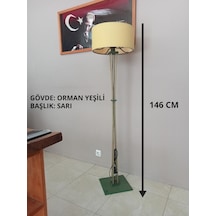 Lambader-ahşap Ayaklı Köşe Lambası- Sarı Orman Yeşili