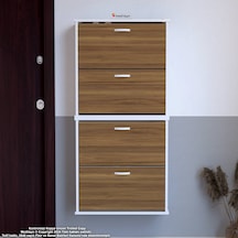 Modilayn Umay' 2 Li Asma Antre Hol 72 X 148 X 25,5 Cm Lik 4 Düşer Kapak 8 Göz Raf Bölmeli Ayakkabılık Ceviz - Beyaz
