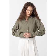 Antioch Crop Poplin Kadın Gömlek Haki