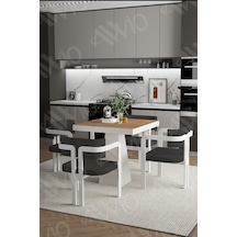 Avvio Dora Lake Mdf Ayak Tokyo Demonte Sandalye 80x80 Yemek Masası Mutfak Masası 4 Kişilik Akça