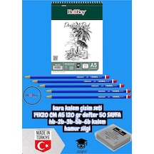 Kara Kalem Çizim Seti 14x20 Cm A5 120 Gr Defter 50 Sayfa Hb-2b-3b-5b-6b Kalem Hamur Silgi Herboy Genel