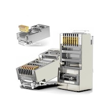 Koodmax 50 Adet - 3u 3 Micron Gold Plated Cat6 Rj45 Metal Konnektör - 8p8c Ethernet Kablo Ucu Jack