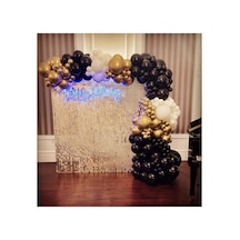 Krom Gold Pastel Siyah Ve Beyaz Balon Zinciri 100 Adet Mix