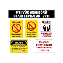 5li Yük Asansörü Uyarı Levhaları Seti
