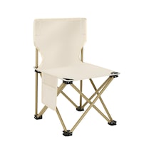 Boyut S Metal + Oxford Kumaş Katlanır Sandalye Hava Kamp Balık Tutma Arkalığı Sandalye - Bej