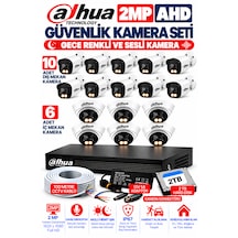 16'lı 2mp Ahd Full Color Renkli Gece Görüş Sesli Kamera Seti 10 İç - 6 Dış Mekan Kamera