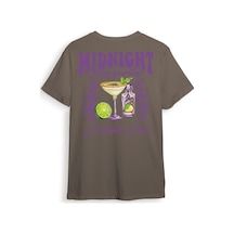 Midnight Margaritas Ön Ve Arka Baskılı %100 Pamuk Unisex Regular Fit T-shirt Kahverengi