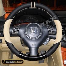 Honda Accord Cu2 Dikme Direksiyon Kılıfı Delikli Deri Parlak Siyah Bej Detay Çift Yüzük Ve Dikiş Sız Elegance-executive 2008-2011