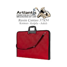 Kırmızı Resim Çantası Fermuarlı Kulplu 37x54 Cm 1 Adet Teknik Resim Dosya Çantası 35x50 Cm Askılı Proje Çantası Okul Sınıf