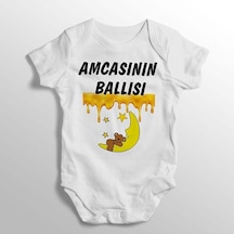 İmaj Tuğbababy Amcasının Ballısı Yazılı Baskılı Bebek Zıbını Beyaz