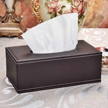 Yüz Mendili Kutusu Yüksek Kaliteli Pu Deri Mendil Kutusu - 25,5 14 9,5 Cm