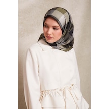 Levidor Noktalı Kareli Bask. Twill İpek Eşarp-0934 Mint Yeşili