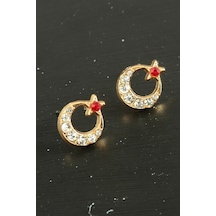Ay - 869 - Yıldız Taşlı Minik - Nazblsmm - Küpe Sarı