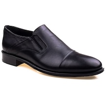 M2S Erkek Hakiki Deri Siyah Yuvarlak Burun Klasik Ayakkabı-Siyah