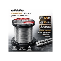 Effe Hg2501 Çelik Tel Makara 100m 30lbs 13.6kg Nylon Coating Stainless Steel 30 Lbs