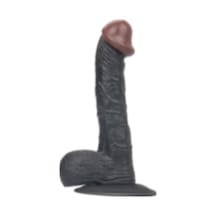 Truva Shop Realistik 19.5 CM Vantuzlu Gerçekçi Siyah Zenci Yapay Dildo Penis