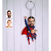 Kişiye Özel Süper Baba Oğul Karikatür Anahtarlık